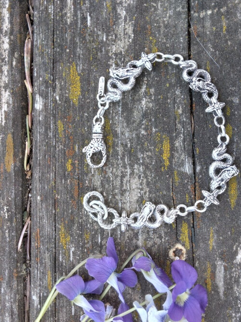 Artisan of Bali Sterling Silver Dragon Link Bracelet 7.5 Inches Adjustable